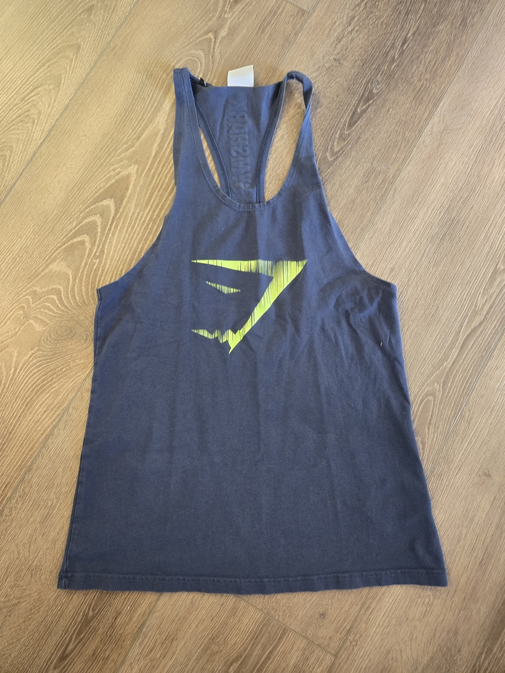 Gymshark Men’s Navy Tank Top with Lime Logo